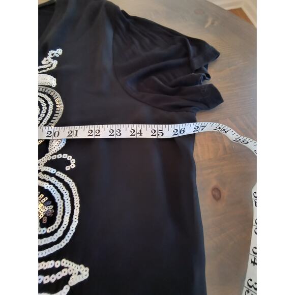 La Bellum Hillary Scott  Sequin Top Woman's Size 3X Black White Short Sleeve - Picture 8 of 12